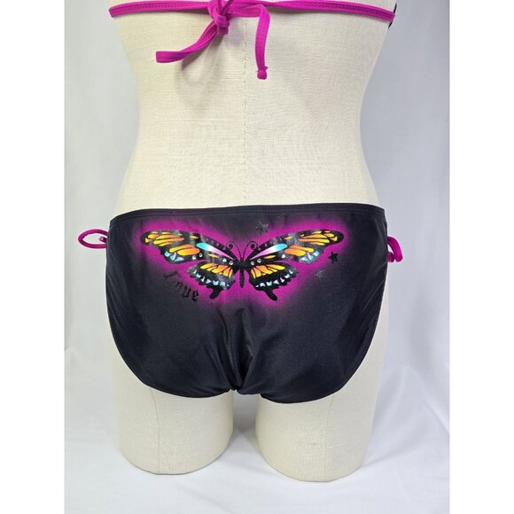 Y2K Black Pink Cutout Swimsuit One Piece Punk Grunge Tattoo Art Beach Sexy Edgy - Picture 10 of 16